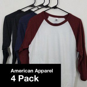 American Apparel Baseball Tee 4-Pack